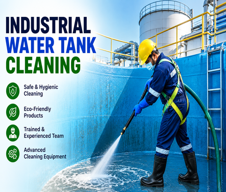 Industrial water tank cleaning